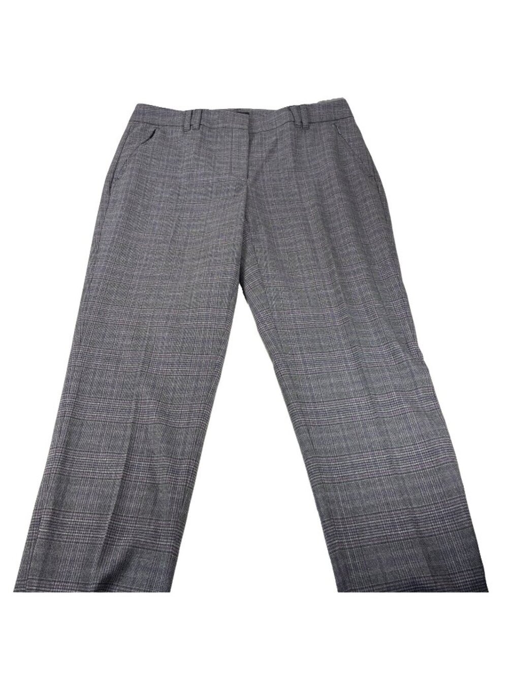 WHBM The Slim Ankle Plaid Pants Size 8 Zipper Pockets Hem Gray Workwear Trousers